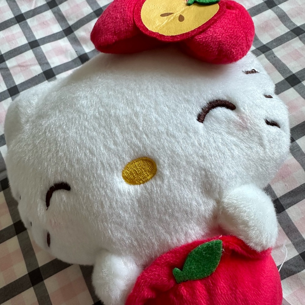 Hello Kitty Tomato Plush, 8 inches high. Excellent condition.